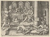 Lazarus at the Rich Man's Gate, from "The Parable of the Rich Man and Lazarus", Heinrich Aldegrever German, Engraving