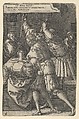 The Servants of Absalom Killing Amnon, Heinrich Aldegrever  German, Engraving; second state of two (New Hollstein)