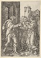 Lot Welcomes the Angels, from The Story of Lot, Heinrich Aldegrever  German, Engraving