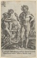 Hercules Squeezing Antaeus to Death, from "The Labors of Hercules", Heinrich Aldegrever German, Engraving