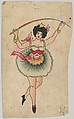 Tattoo Design of a Female Performer, Clark & Sellers (American, active 20th century), pen and ink and watercolor