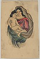 Tattoo Design with Madonna and Child, Clark & Sellers (American, active 20th century), pen and ink and watercolor