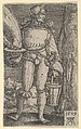 Foot-Soldier with Fire-Pan and Bucket, Heinrich Aldegrever German, Engraving