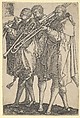 Three Trombonists, from "The Large Wedding Dancers", Heinrich Aldegrever German, Engraving
