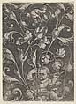 Vertical Panel with Tendrils Supported by a Seated Child, Heinrich Aldegrever German, Engraving