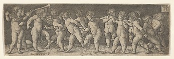 Fifteen Nude Children Dancing, Heinrich Aldegrever  German, Engraving