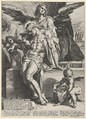 The Dead Saviour Supported by an Angel, Hendrick Goltzius Netherlandish, Engraving