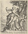 Venus Commanding Cupid to Shoot his Arrow at Pluto, Pieter de Jode I Netherlandish, Engraving