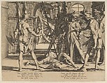 The Beheading of the Roman Judge Papinian, plate 5 from "Thronus Justitiae, tredecim pulcherrimus tabulis...", Willem van Swanenburg  Netherlandish, Engraving