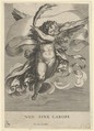 Winged genius holding a olive branch and a banderole, Cherubino Alberti (Zaccaria Mattia)  Italian, Engraving (reverse copy)