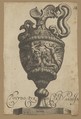 Vase with a monster at center, two cornucopias, and two flanking winged female figures, Cherubino Alberti (Zaccaria Mattia)  Italian, Engraving