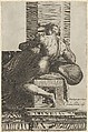 A naked man (Ignudo), seated and facing left, after Michelangelo's  'The Last Judgment' fresco in the Sistine Chapel, Cherubino Alberti (Zaccaria Mattia)  Italian, Engraving