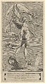 A winged figure of Fame standing facing left and sounding a trumpet, Cherubino Alberti (Zaccaria Mattia) Italian, Engraving