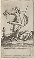 Judith with the Head of Holofernes, standing nude in a barren landscape, Cherubino Alberti (Zaccaria Mattia) Italian, Engraving