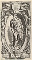 Saint John the Baptist in a decorative border, after Michelangelo's  'The Last Judgment' fresco in the Sistine Chapel, Cherubino Alberti (Zaccaria Mattia)  Italian, Engraving