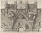 Portion of the Ceiling of the Sistine Chapel with the Libyan Sibyl, Prophet Daniel, Jesse, David, and Solomon, from Sibyls and Prophets from the Sistine Chapel Vaults, Cherubino Alberti (Zaccaria Mattia)  Italian, Engraving