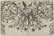 Design for Silverwork with Garlands, Birds, and Grotesque Motifs, Hieronymus Bang German, Engraving