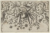 Design for Silverwork with Garlands, Birds, and Grotesque Motifs, Hieronymus Bang German, Engraving