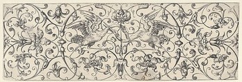 Plate 3, from "Friezes with Birds, Flowers and Meandering Wreaths and Scrolls", Theodor Bang German, Etching