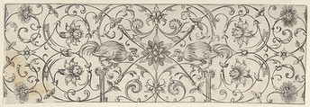 Plate 4, from "Friezes with Birds, Flowers and Meandering Wreaths and Scrolls", Theodor Bang German, Etching