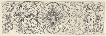 Plate 6, from "Friezes with Birds, Flowers and Meandering Wreaths and Scrolls", Theodor Bang German, Etching