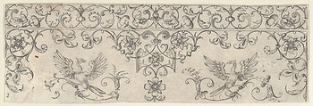 Plate 7, from "Friezes with Birds, Flowers and Meandering Wreaths and Scrolls", Theodor Bang German, Etching