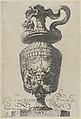 Plate 3: Vase with a satyr's mask and garlands, from "Antique Vases" (Vasa a Polydoro Caravagino), Aegidius Sadeler II  Netherlandish, Etching and engraving; second state of three (Bartsch)