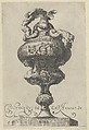 Plate 6: Vase or Ewer with a Frieze Containing Naked Figures, Supported Below by Two Female Sphinxes, from "Antique Vases" (Vasa a Polydoro Caravagino), Aegidius Sadeler II  Netherlandish, Etching and engraving; second state of three (Bartsch)