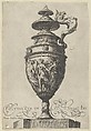 Plate 10: Lidded Vase With a Handle in the Shape of a Griffin and A Frieze With Draped Dancing Figures, from "Antique Vases" (Vasa a Polydoro Caravagino), Aegidius Sadeler II  Netherlandish, Etching and engraving; second state of three (Bartsch)