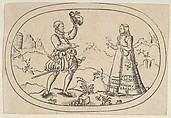 A Gentleman Greets a Lady, from Das Bossenbüchlein, Mathais Beitler  German, Engraving