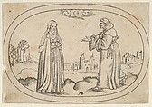 A Nun and a Friar, from Das Bossenbüchlein, Mathais Beitler  German, Engraving