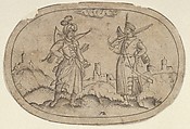 A Turkish Man and a Polish Man, from Das Bossenbüchlein, Mathais Beitler  German, Engraving