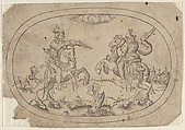 Two Riders, from Das Bossenbüchlein, Mathais Beitler  German, Engraving