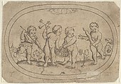 Four Putti, from Das Bossenbüchlein, Mathais Beitler  German, Engraving