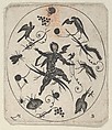Blackwork Design for Goldsmithwork with a Putto, Birds and Insects, Mathais Beitler German, Engraving and blackwork