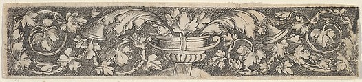 Copy of a Horizontal Panel with Tendrils Growing Outwards from a Vessel at Center, Jacob Binck  German, Engraving