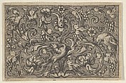 Horizontal Panel with Three Birds, from "Varii Generis Opera Aurifabris Necessaria", Paul Birckenhultz  German, Engraving; first state of two (SKB)