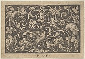 Horizontal Panel with Three Birds, from Varii Generis Opera Aurifabris Necessaria, Paul Birckenhultz  German, Engraving; second of two states (SKB)