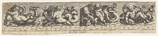 Frieze with Sea Monsters, Johann Theodor de Bry Netherlandish, Engraving
