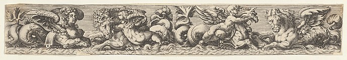 Frieze with Sea Monsters, Johann Theodor de Bry Netherlandish, Engraving