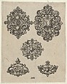 Vertical Panel with Five Jewelry Motifs, Abraham de Bruyn Flemish, Engraving