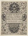 Title Page, from "Varii Generis Opera Aurifabris Necessaria", Paul Birckenhultz  German, Engraving and blackwork