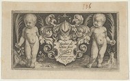 Title Page, from Two Genii with Animals, Nicolaes de Bruyn Netherlandish, Engraving