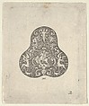 Vertical Panel with a Pear Shaped Design with a Mounted Soldier and Centaurs, Abraham de Bruyn Flemish, Engraving