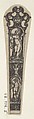 Design for a Knife Handle with Personifications of Prudence and Temperance, Johann Theodor de Bry Netherlandish, Engraving and blackwork
