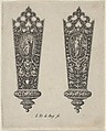 Design for Knife Handles with Ovals Containing Fortitude and the Death of Lucretia, Johann Theodor de Bry Netherlandish, Engraving and blackwork