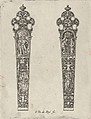 Design for Knife Handles with 'Sine Cerere et Baccho Friget Venus' and a Couple Shaking Hands, Johann Theodor de Bry Netherlandish, Engraving and blackwork
