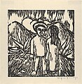 Man and woman (Indigenous people with Maguey), Rufino Tamayo  Mexican, Woodcut