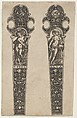 Design for Knife Handles with Terra and Aqua, Johann Theodor de Bry Netherlandish, Engraving and blackwork