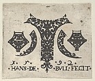 Blackwork Print with Design for a Ring Shoulder and Bezel Flanked by Pairs of Fillets, Hans de Bull German, Blackwork engraving